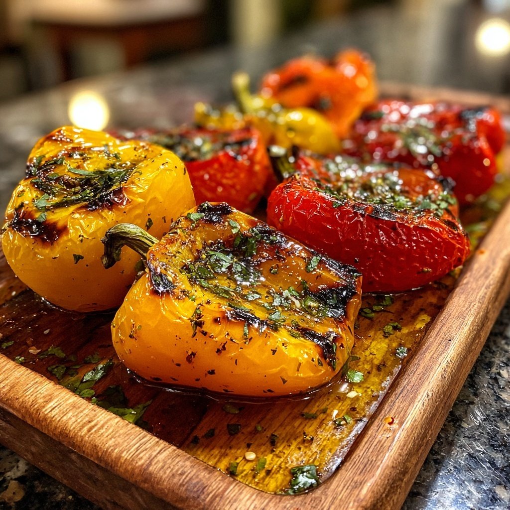 Gegrillte Paprika Mit Knoblauch Zitronen Öl