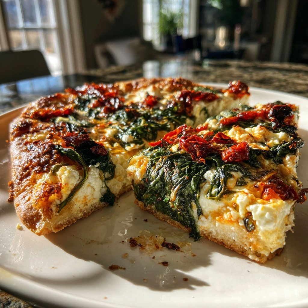 Pizza mit Spinat und Feta