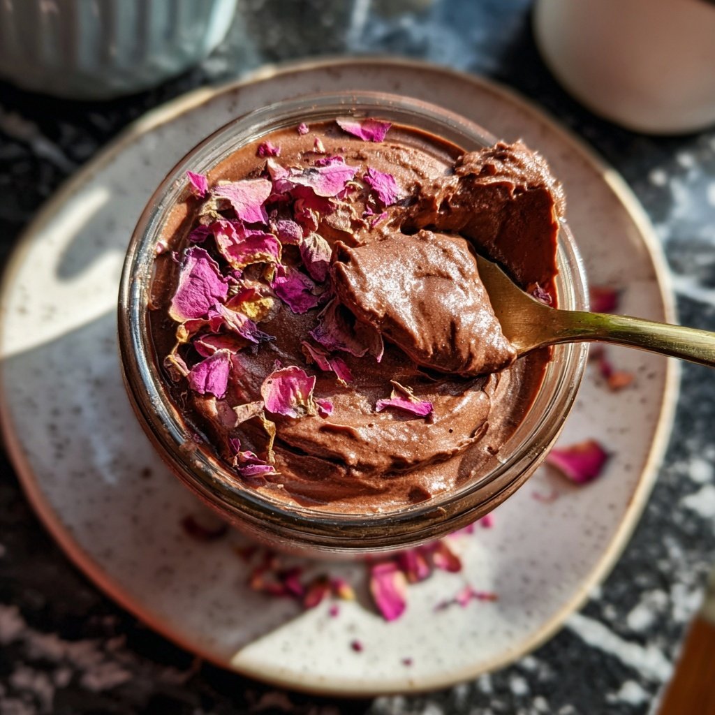 Mousse au Chocolat mit Rosenwasser