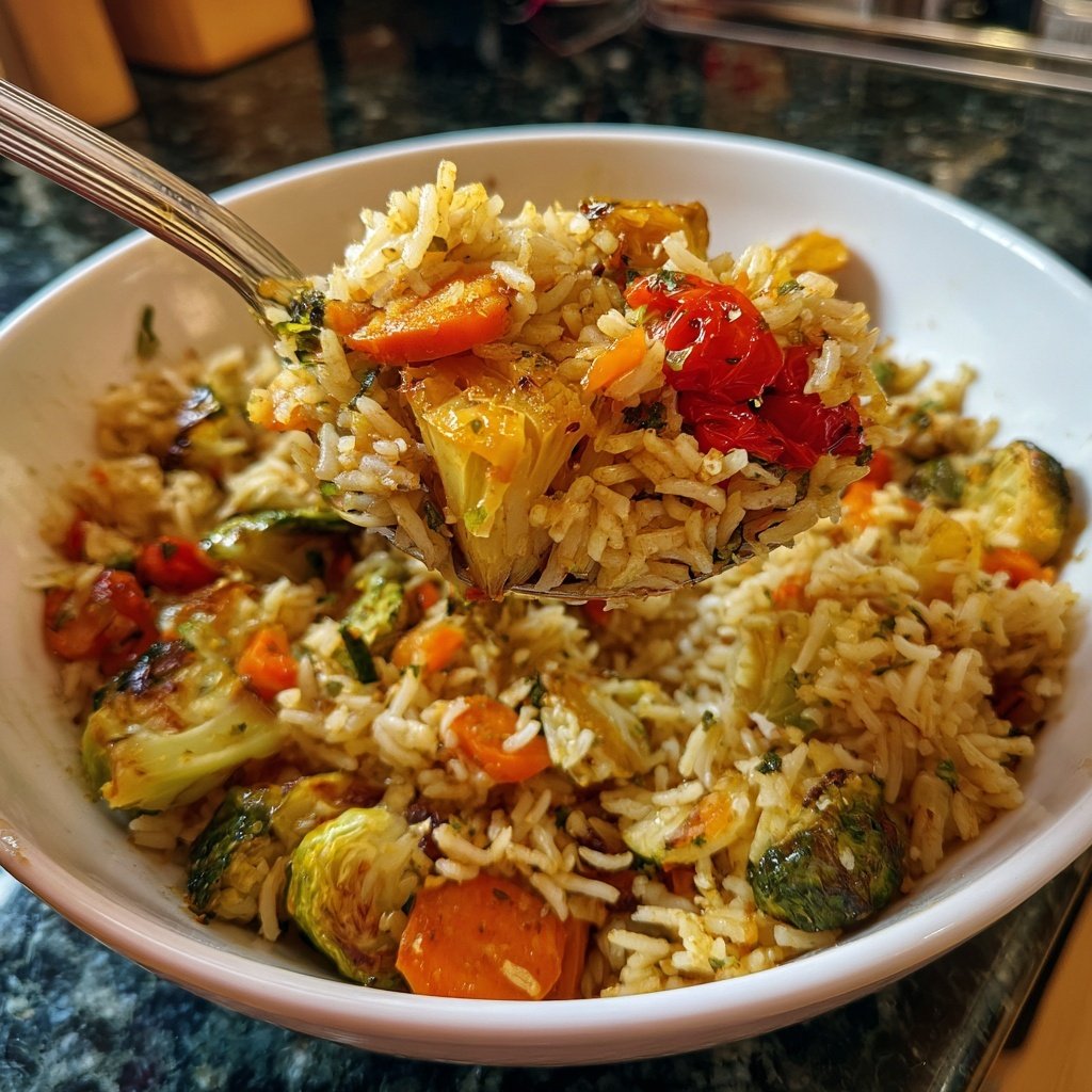 Vegetarisches Abendessen mit Reis und Gemüse