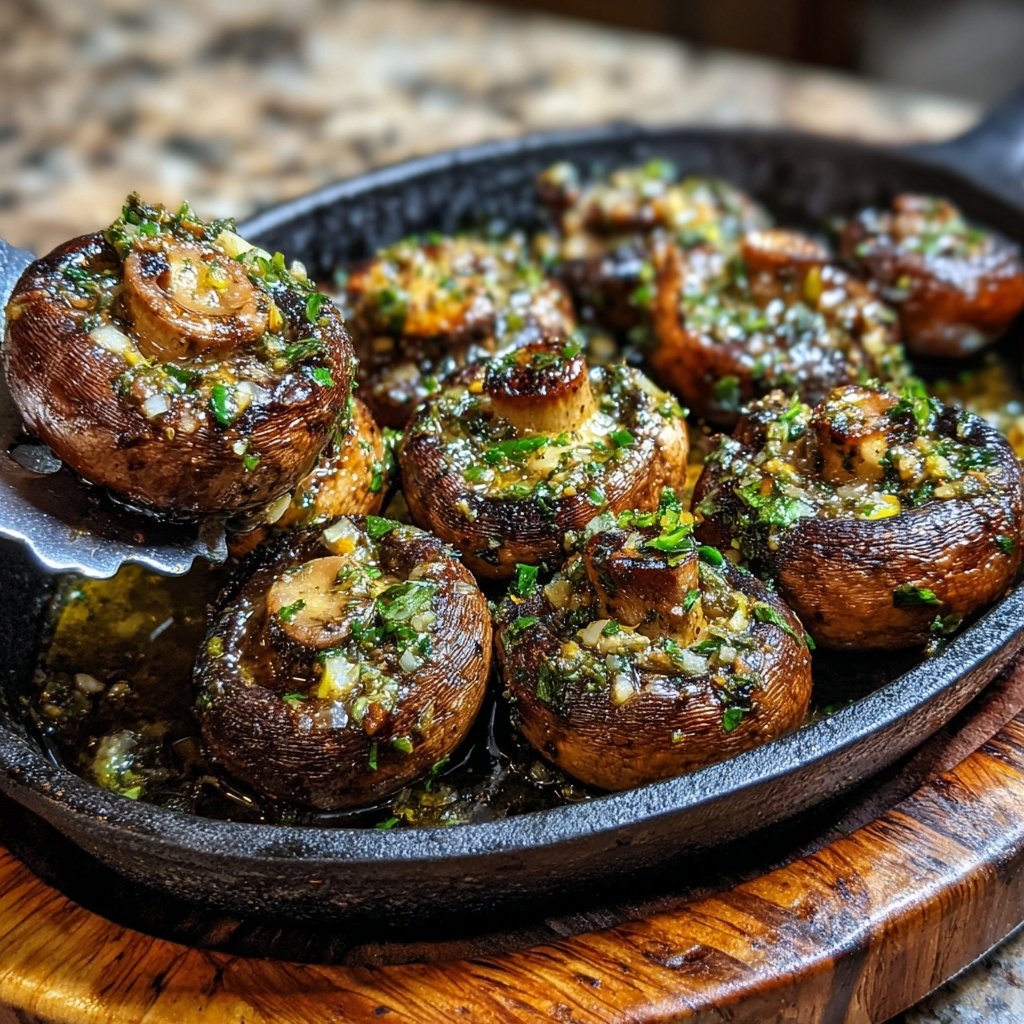 Gegrillte Pilze Kräuter Art