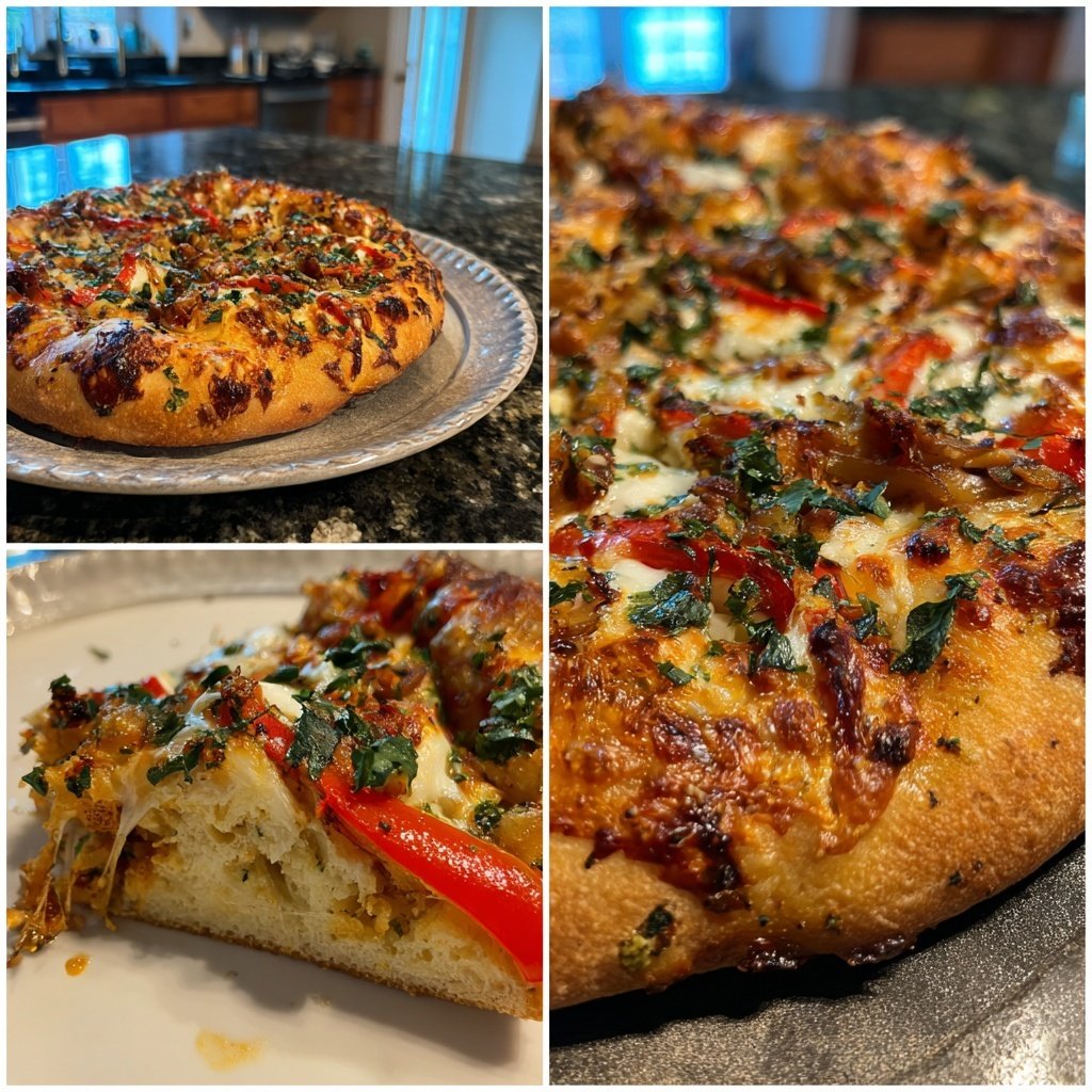 Pizza mit Paprika und Zwiebeln